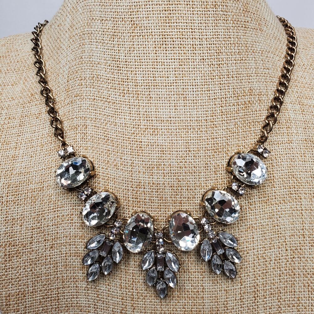 Vintage Necklace Faux Diamond Beads BLING on Chain 20 Inch